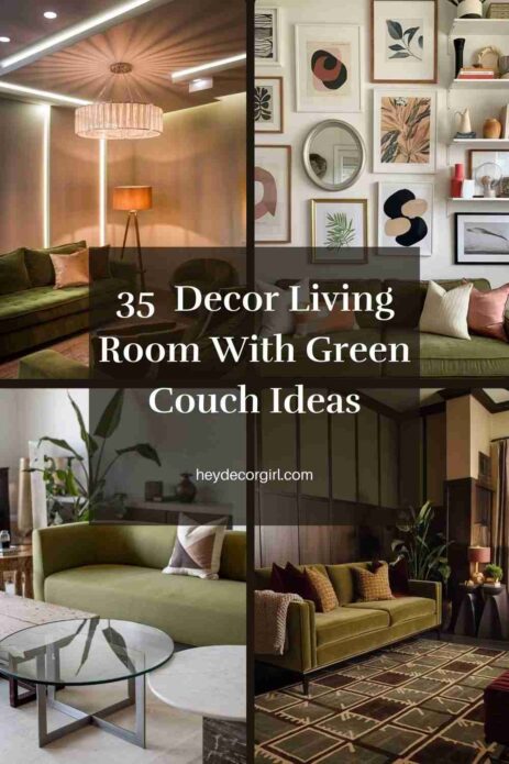 Living Room With Green Couch Ideas