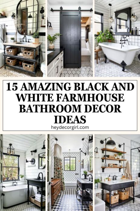 Black And White Farmhouse Bathroom Decor