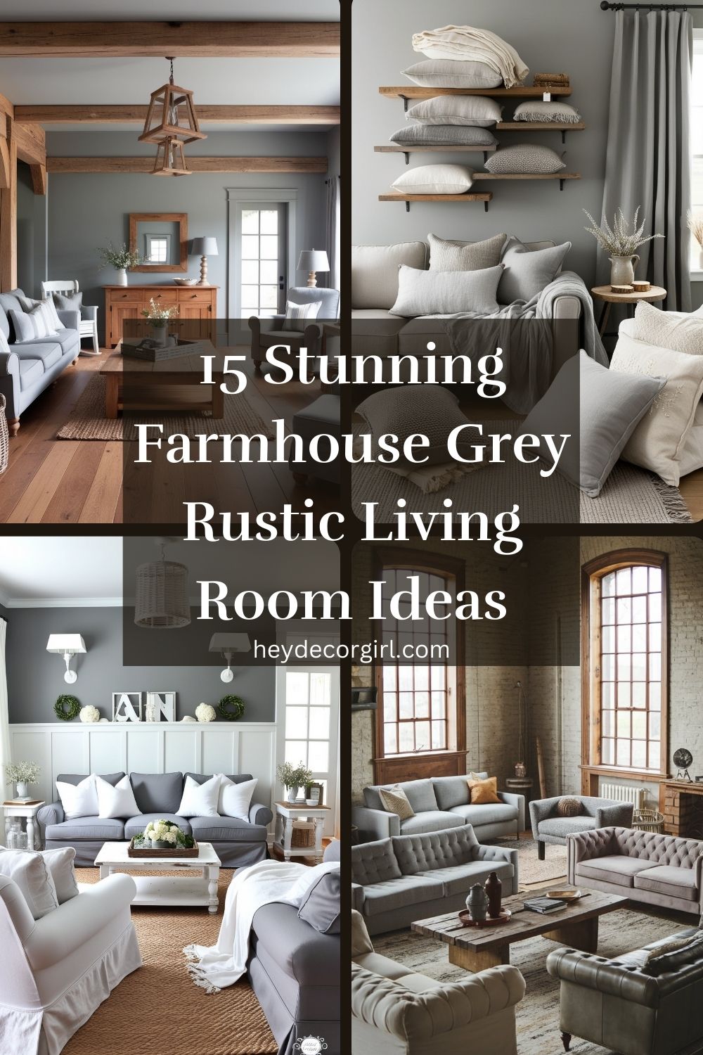 Farmhouse Grey Rustic Living Room Ideas