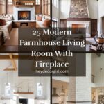 Farmhouse Living Room With Fireplace