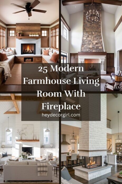 Farmhouse Living Room With Fireplace