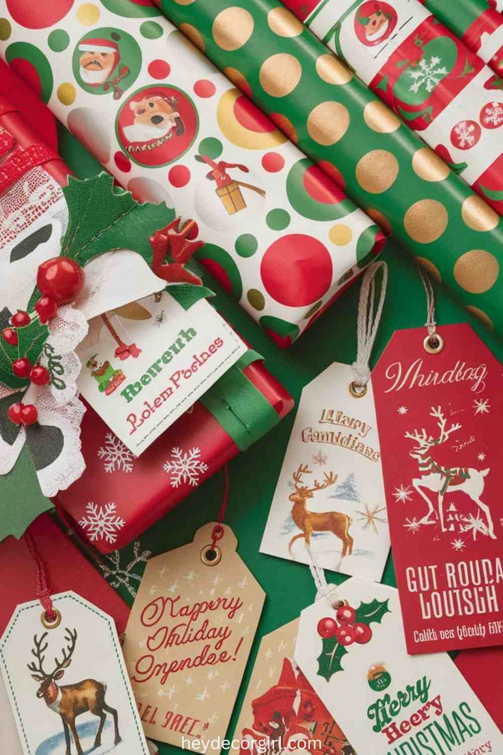 Retro Christmas Wrapping Paper and Tags