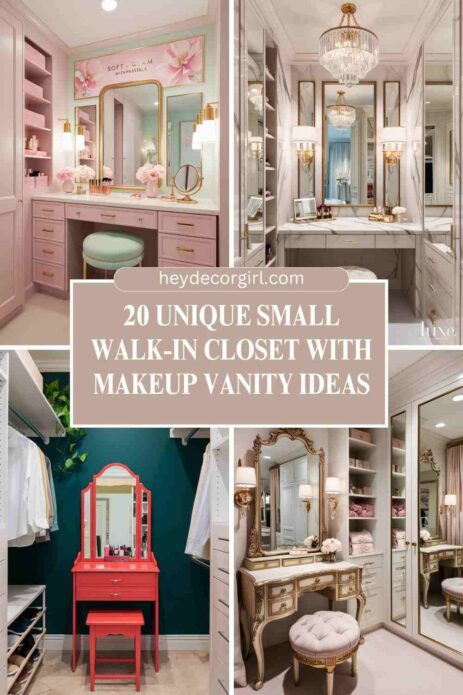 Small Walk-In Closet With Makeup Vanity Ideas