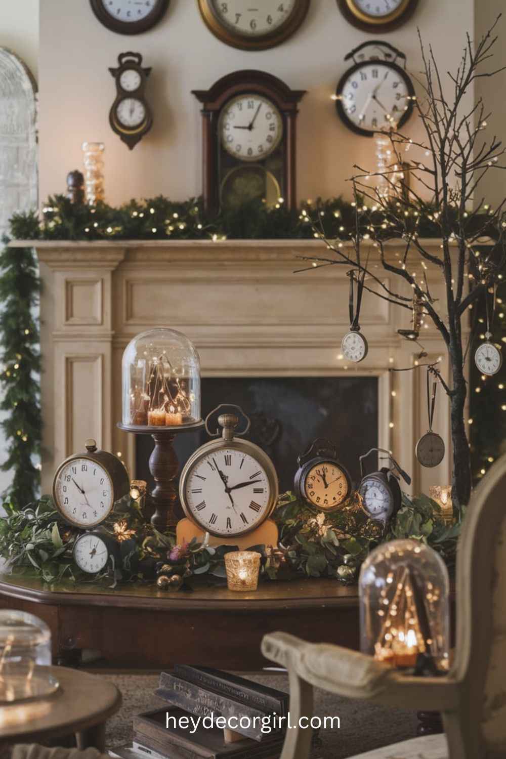 Vintage New Year Decor Ideas with Antique Clocks