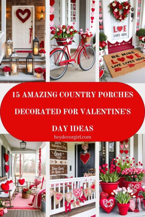 Country Porches Decorated For Valentine's Day Ideas