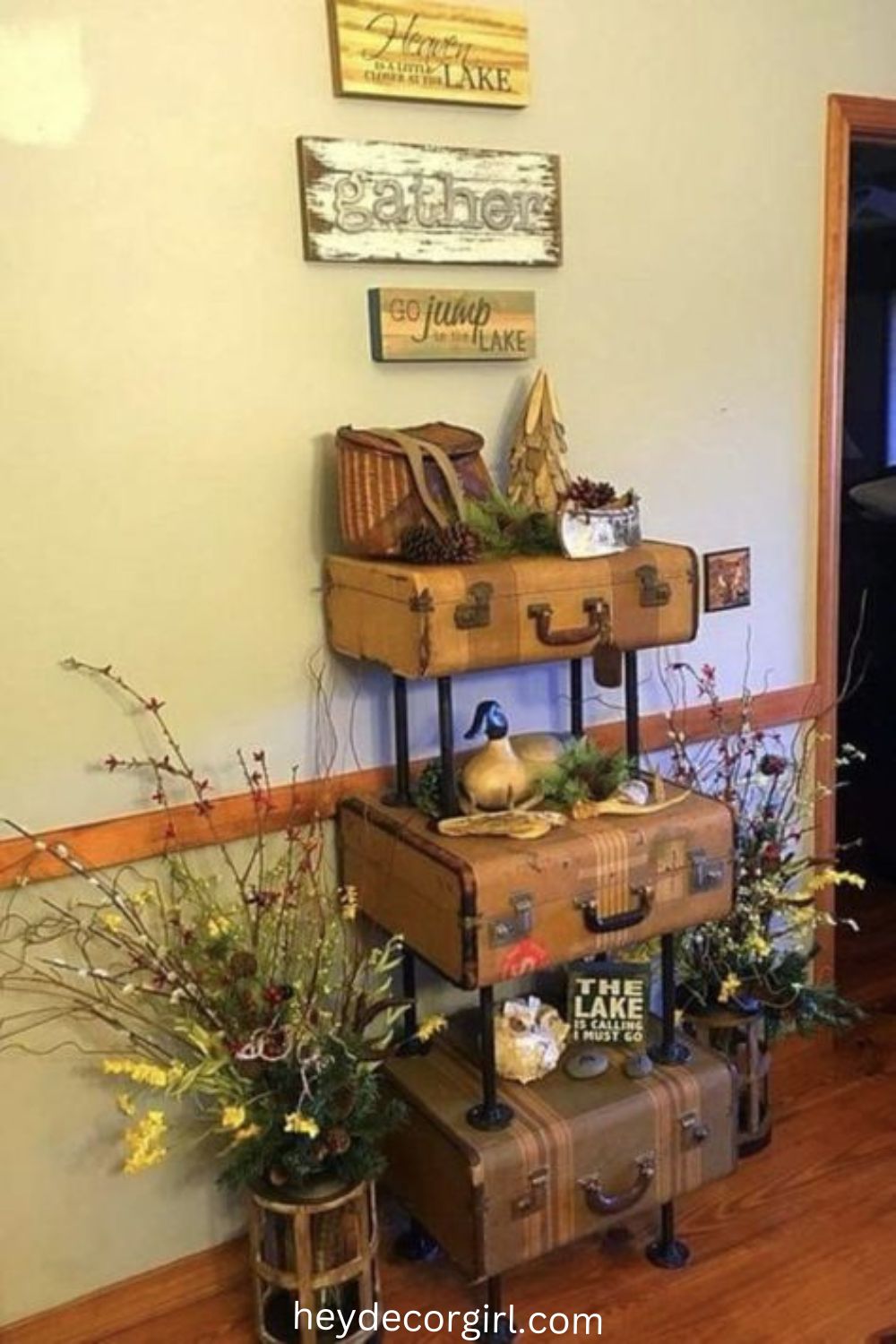  Vintage Suitcases as Decor Displays