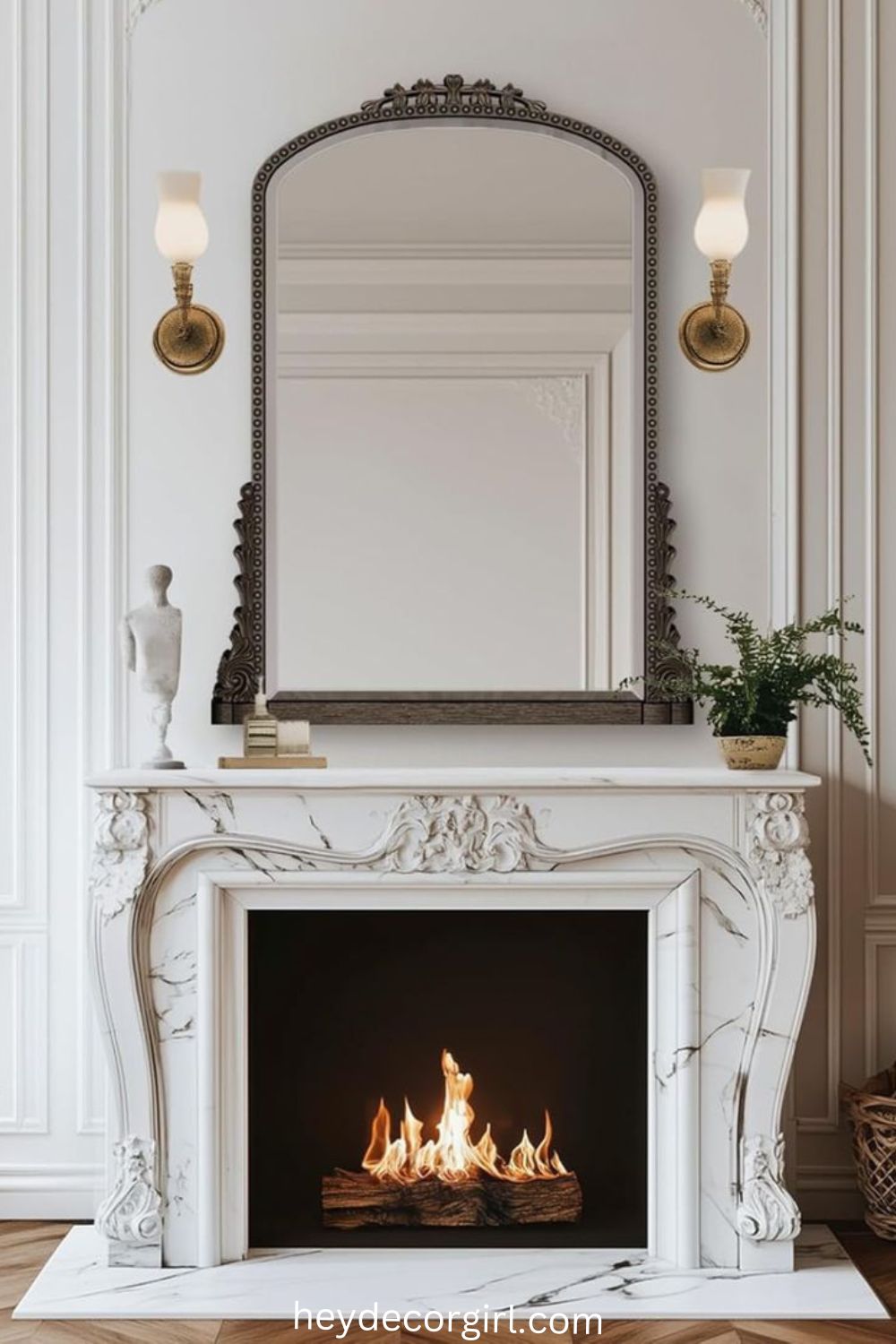 Fireplace Wall Decor Ideas with Vintage Mirrors