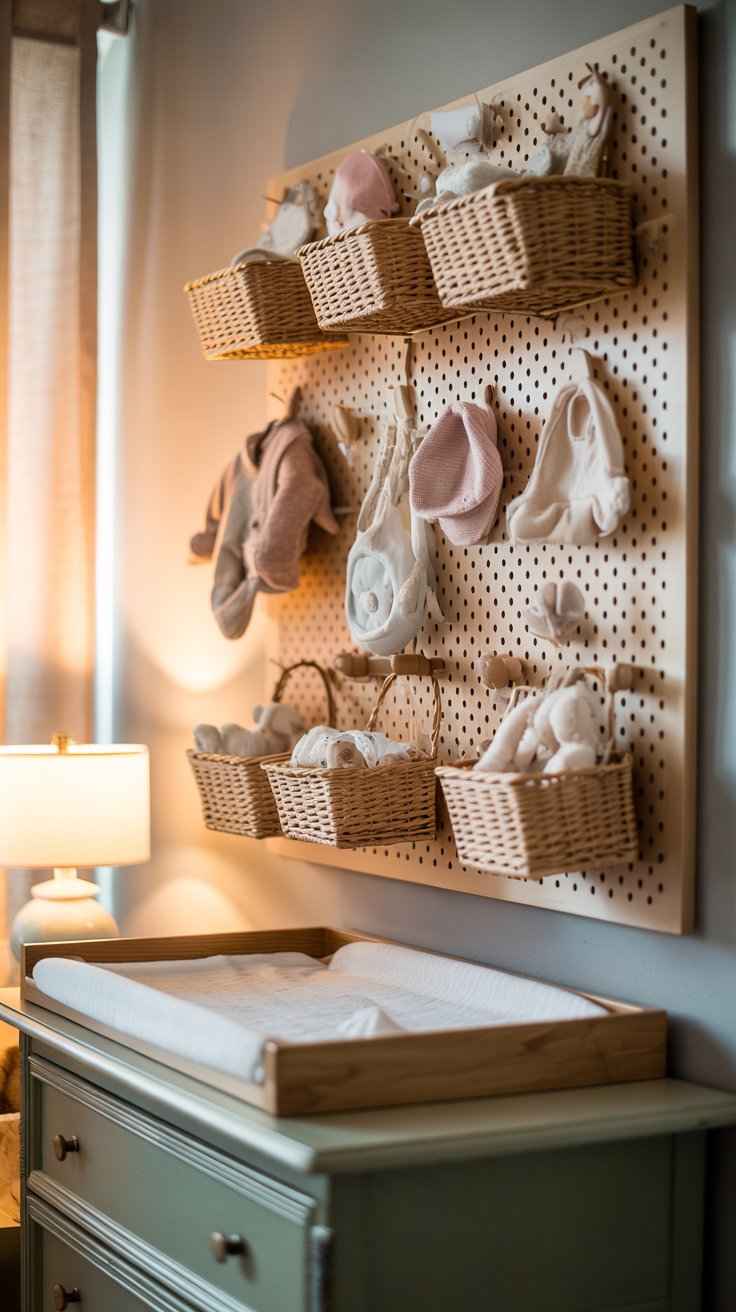 Pegboard Wall for Baby Gear