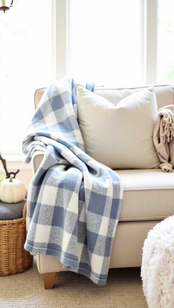 Blue Checked Throw Blankets