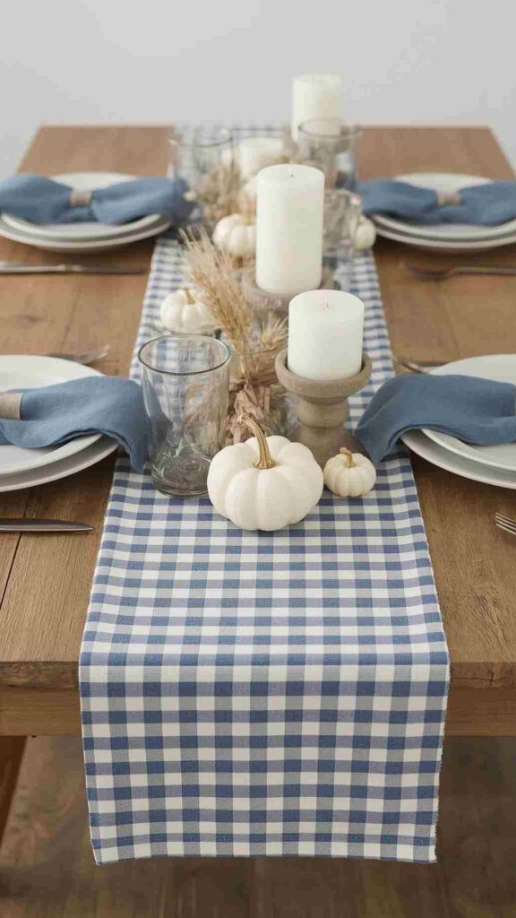 Blue Gingham Table Runner