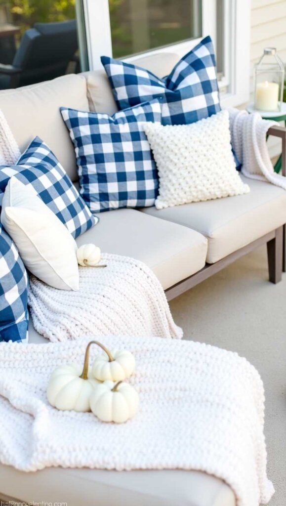 Blue and White Plaid Pillows