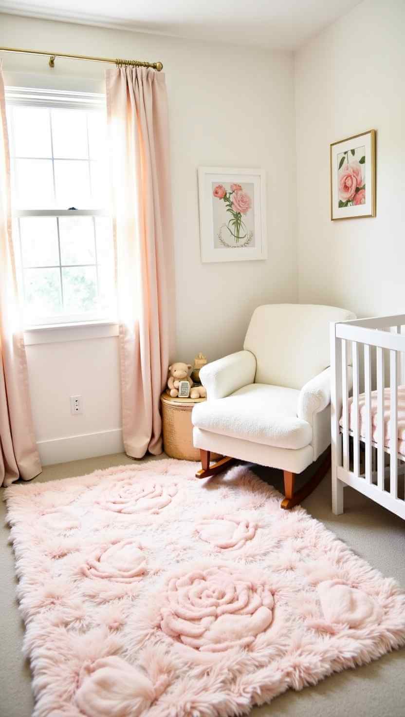 Blush Pink Floral Rug