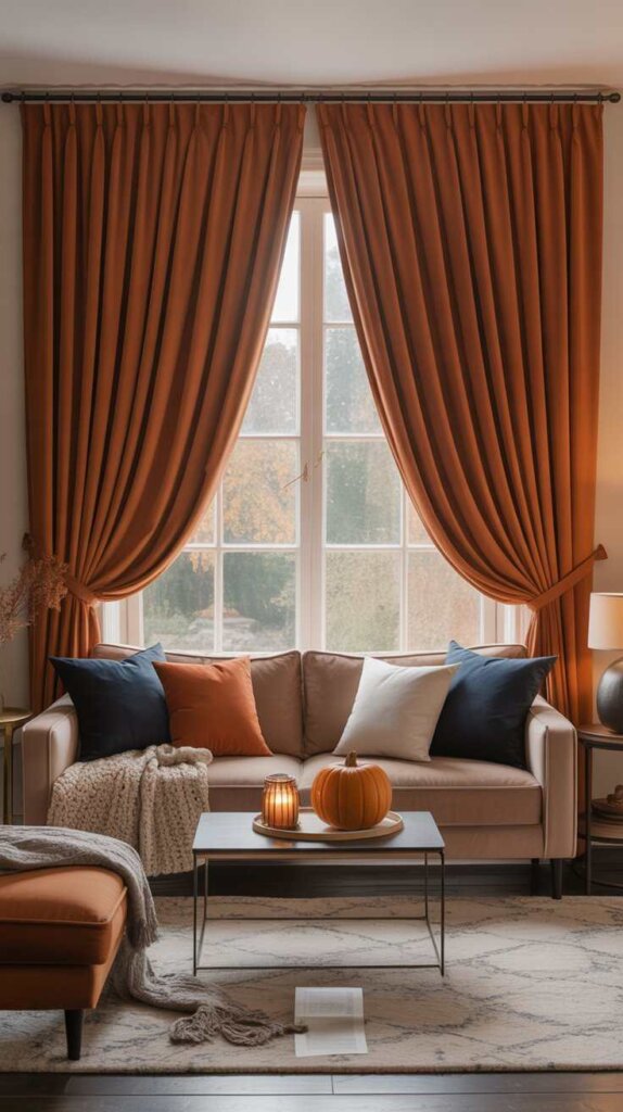 Burnt Orange Velvet Curtains