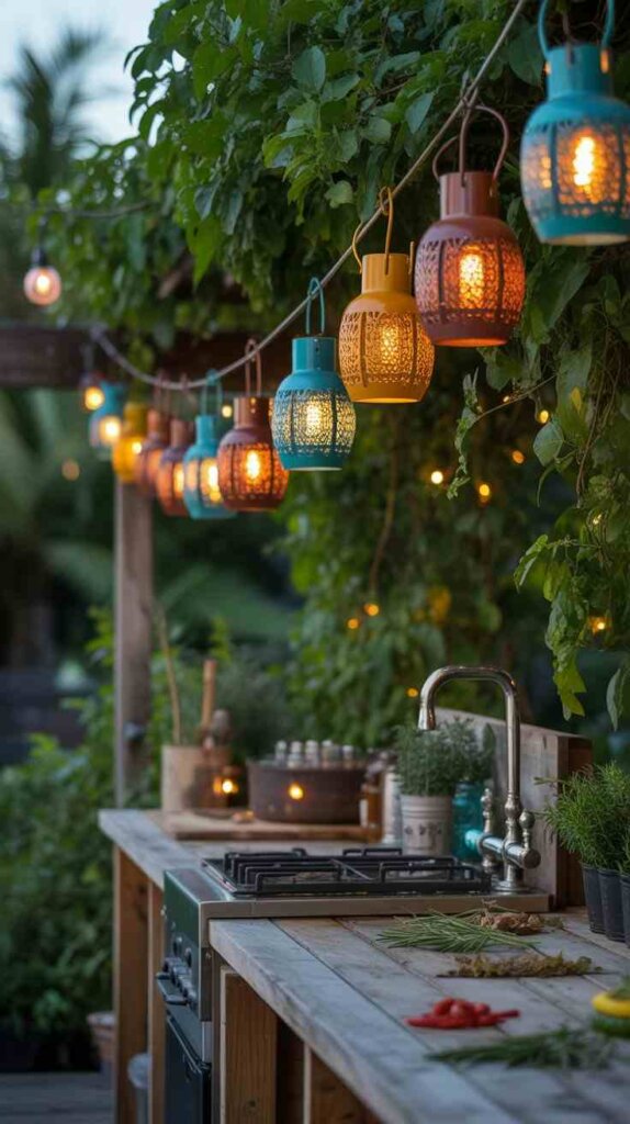 Colorful Hanging Lantern Display