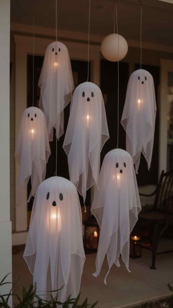 Draped Ghosts Hanging from Ceiling
