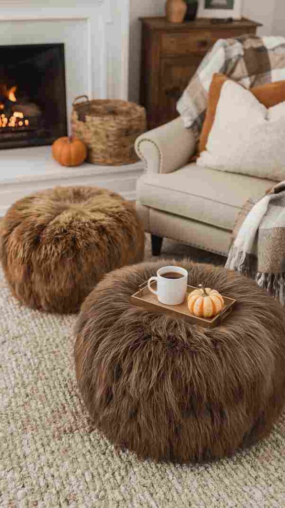 Faux Fur Poufs and Ottomans