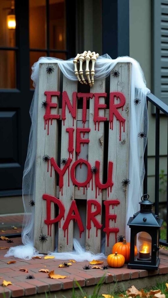 Haunted Pallet Welcome Sign