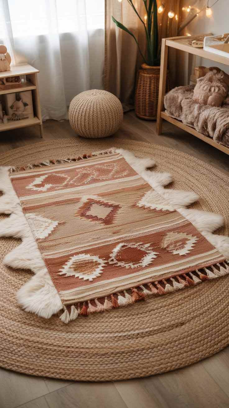 Layered Area Rugs with Pattern
