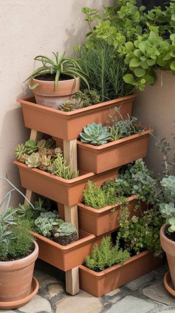 Layered Terracotta Tray Stands