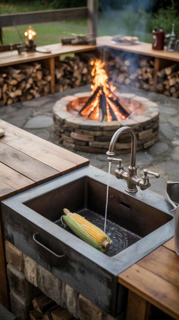 Outdoor Sink Firepit Combos