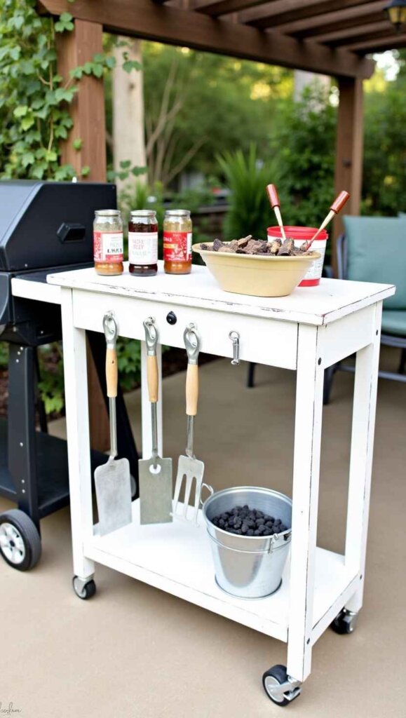 Repurposed Bar Cart Grill Station