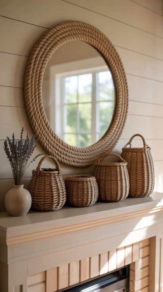 Round Mirrors with Rope Detail