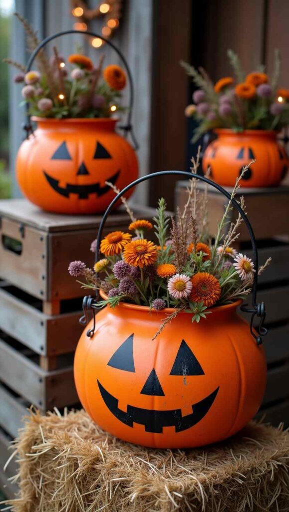 Tin Pumpkin Buckets