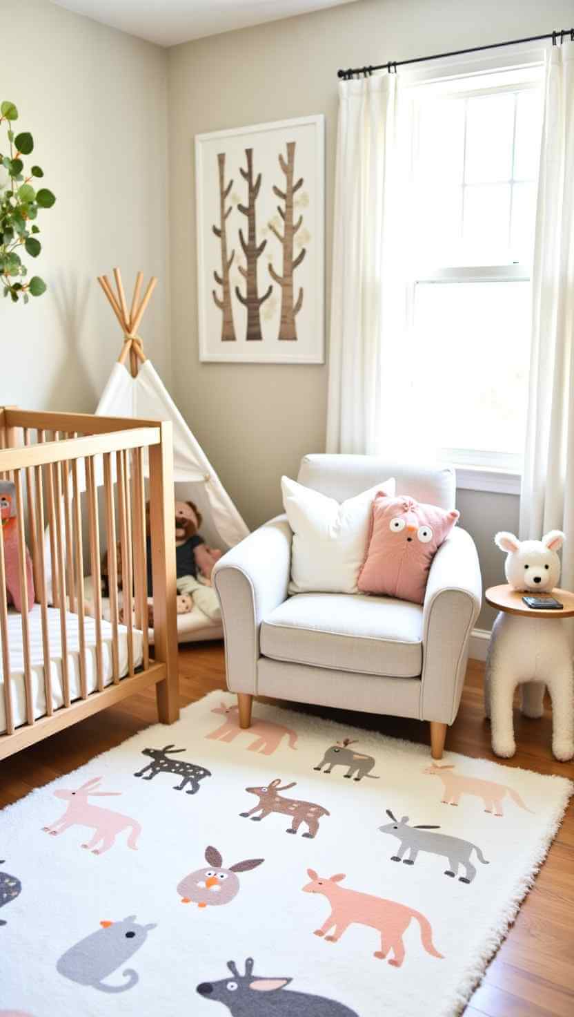 Whimsical Animal Print Rug