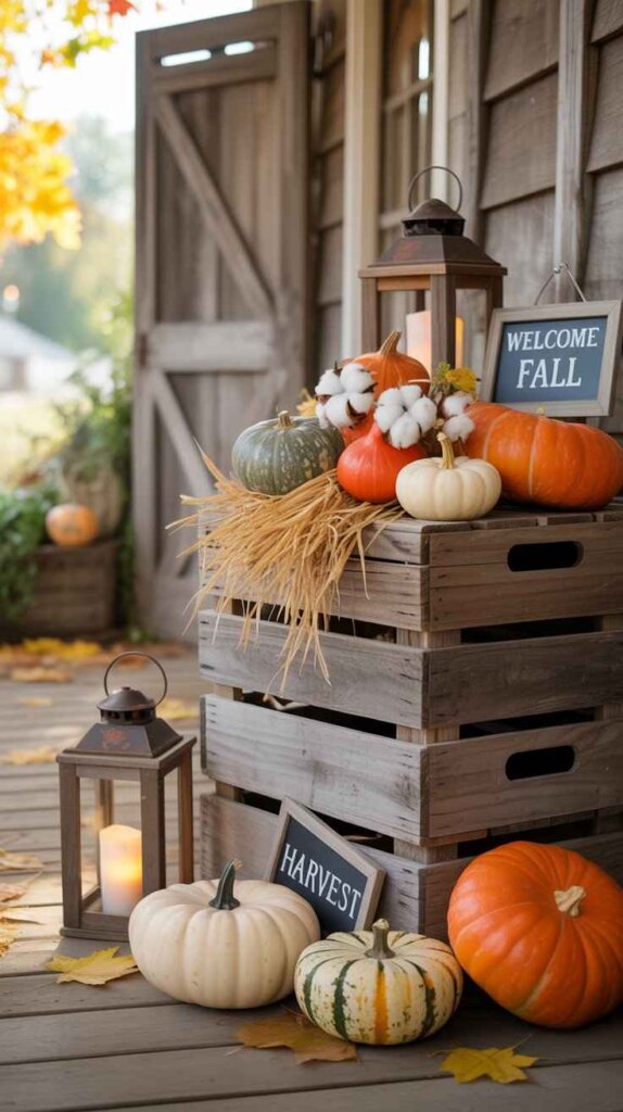 Wooden Crate Pumpkin Display