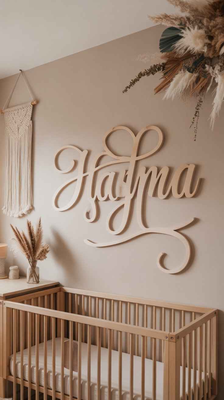 Wooden Name Sign with Boho Font