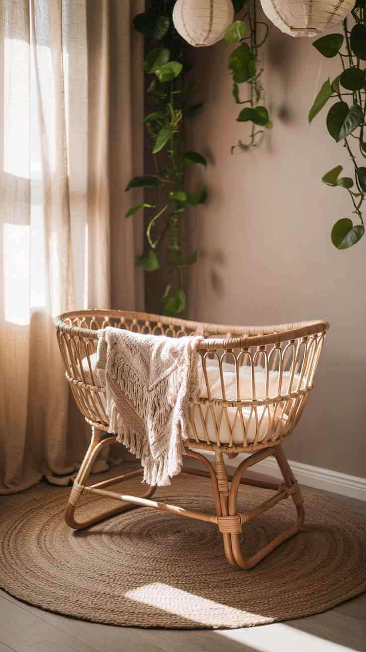 Woven Bassinet with Macrame Accents