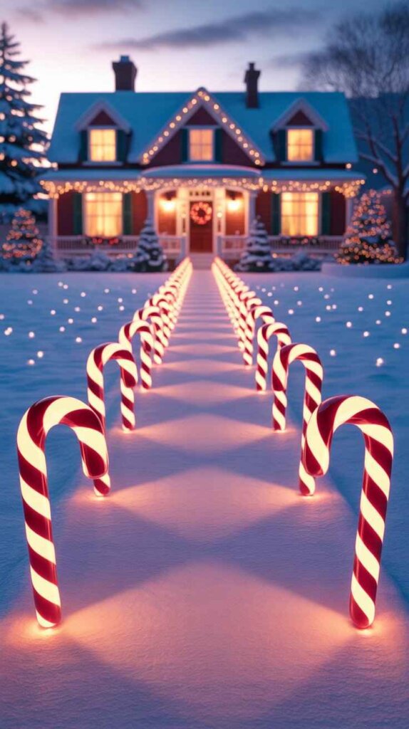 Candy Cane Lane Along the Driveway
