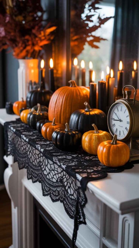 Classic Black and Orange Mantel