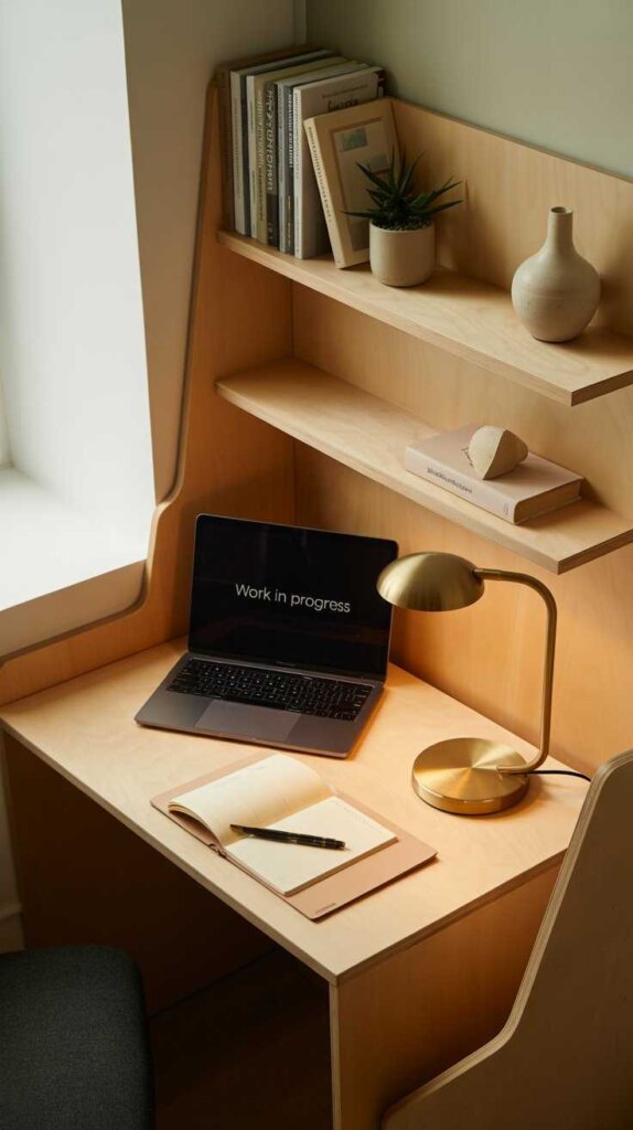 Compact Corner Wooden Desk