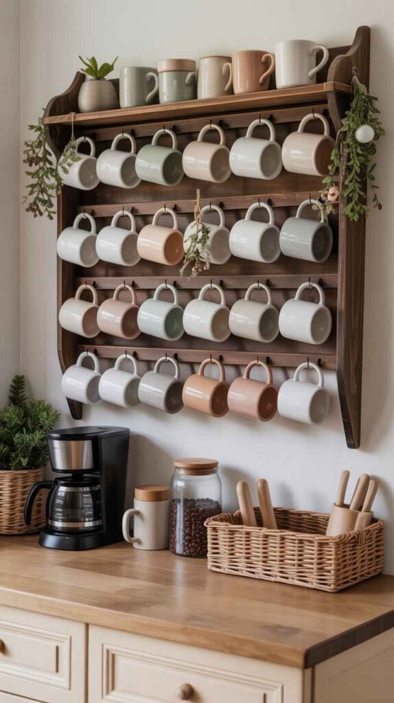 Farmhouse Mug Rack Wall