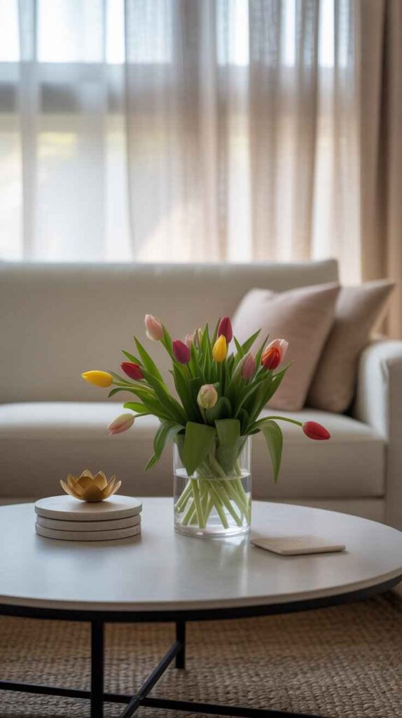 Fresh Flowers in a Short Vase