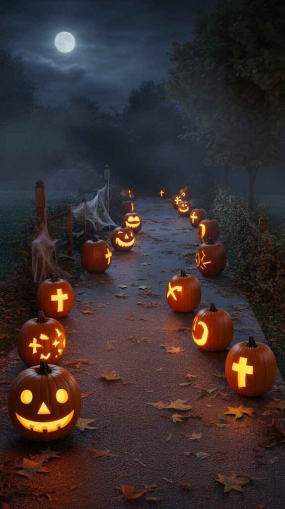 Glowing Pumpkin Pathway