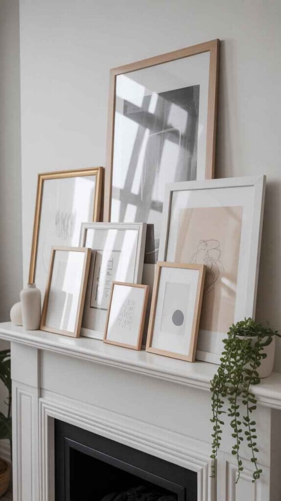 Layered White Frames and Artwork