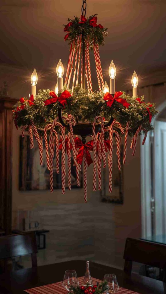 Candy Cane Chandelier Decor