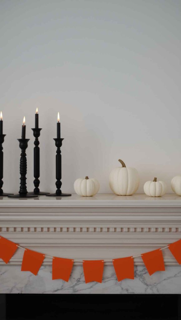 Minimalist Mantel with Pops of Orange