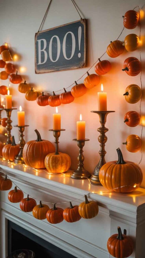 Pumpkin Garland Mantel