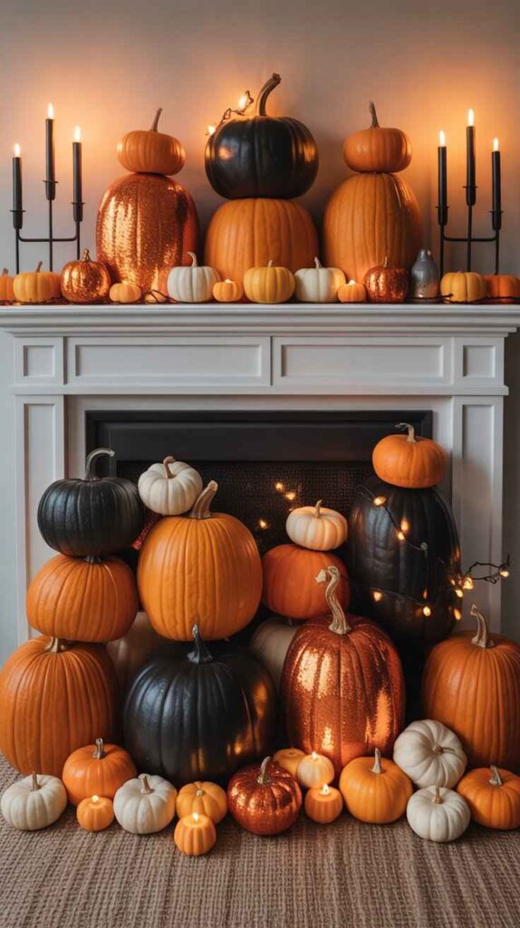 Pumpkin Overload Mantel