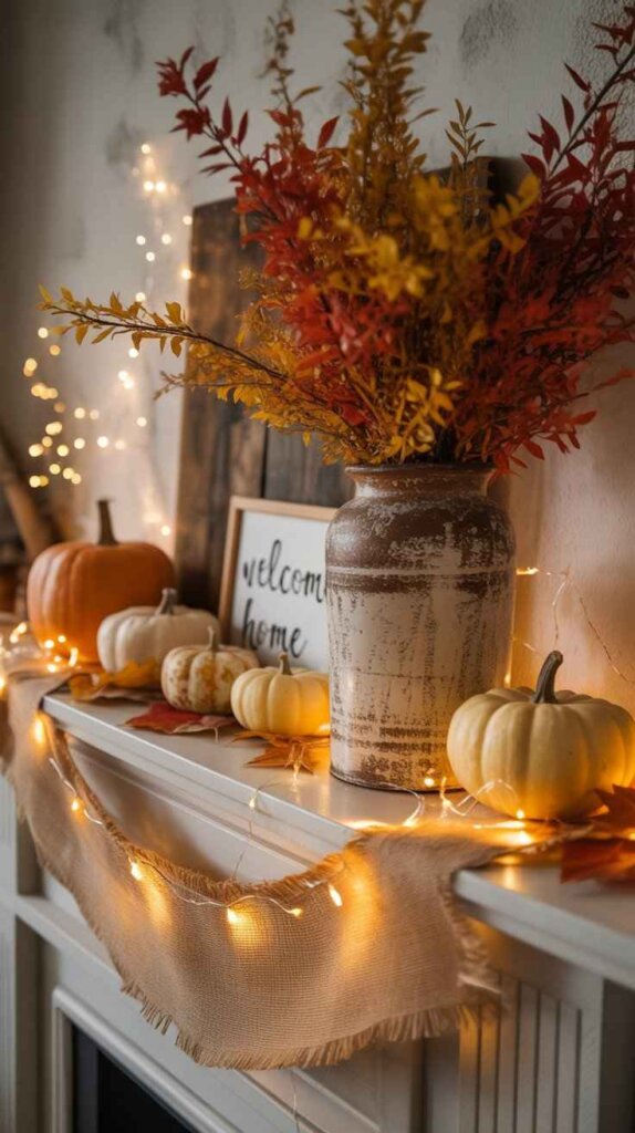 Rustic Autumn Mantel