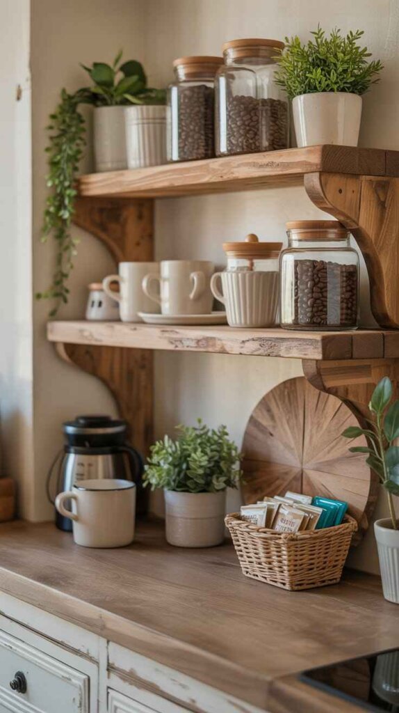 Rustic Wooden Shelf Setup