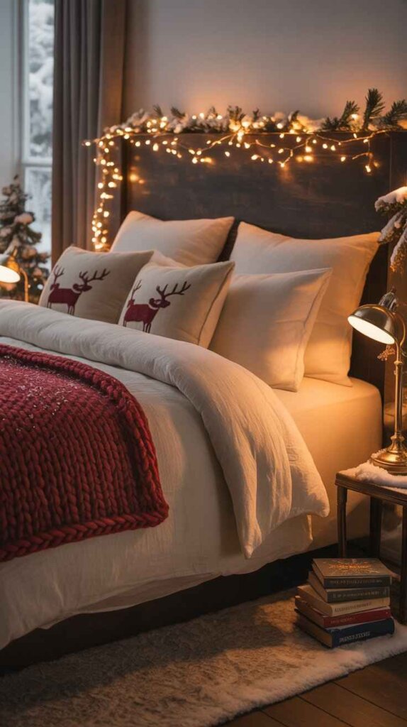 Twinkling Lights Around the Headboard