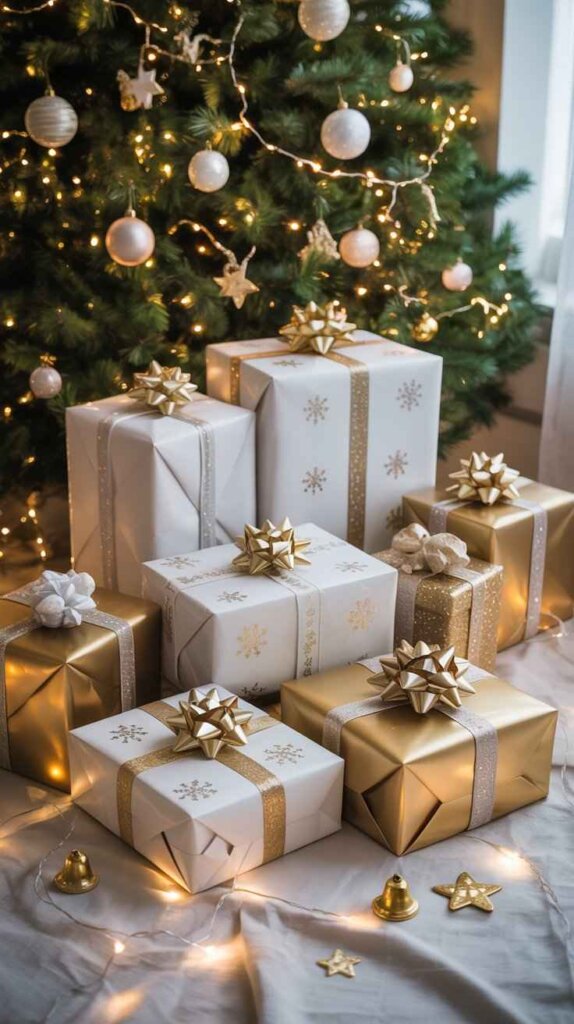 White and Gold Wrapping Paper