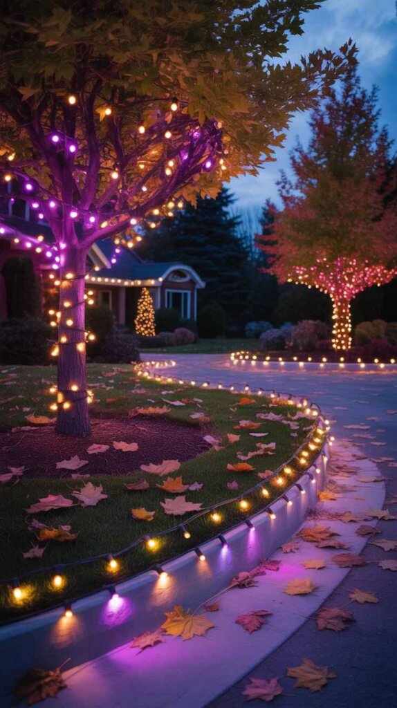 Twinkling Orange and Purple Lights