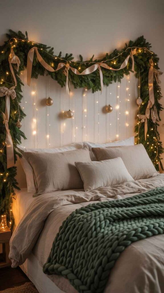 Garland Draped Over Headboard