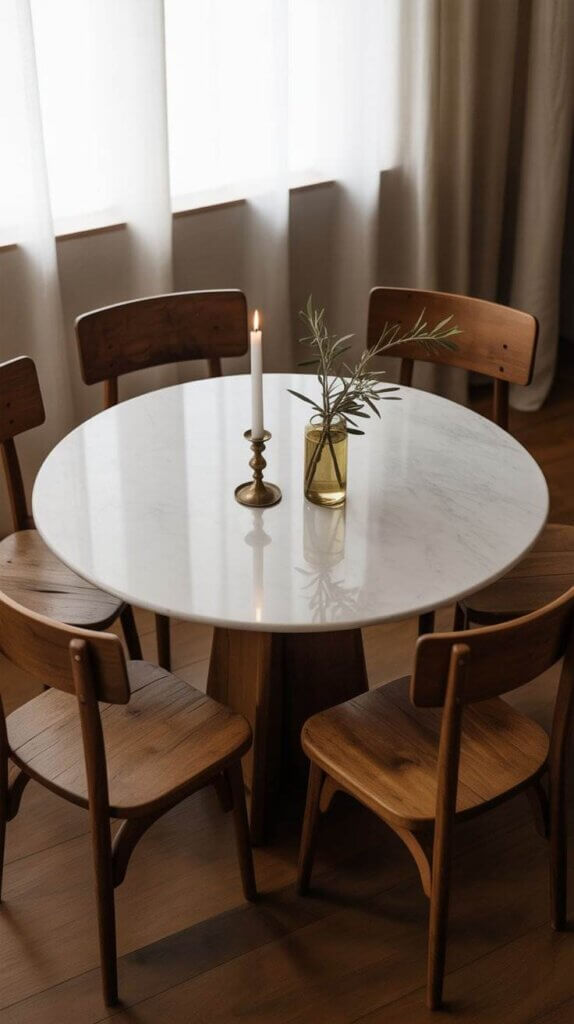 Marble with Wooden Chairs Mix