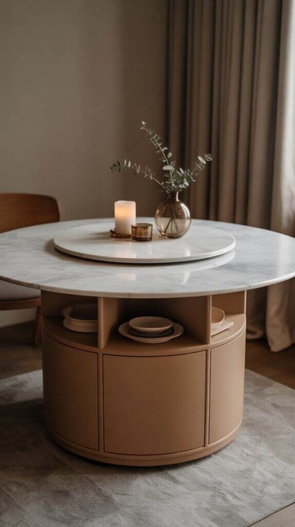 Round Marble with Storage Base